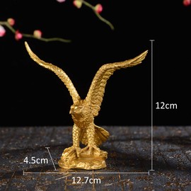 Golden Brass Fengshui Handmade Fortune Eagle Statue Hawk figurine Home Furnishing Office Decoration