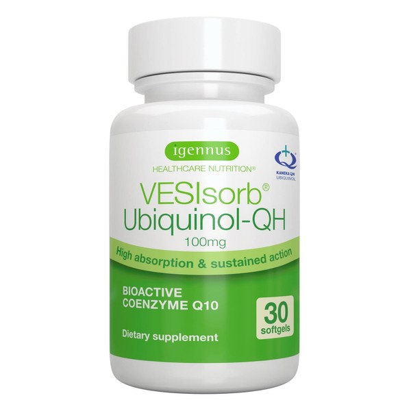 VESIsorb Ubiquinol-QH Advanced CoQ10 100mg, 600% Bioavailability & Fast-Acting, Energy, Fertility & Heart, 1-Month Supply
