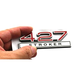 1pc 427 Stroker 7.0 Liter Engine Emblems Badge 3D Decals Stickers Cars Trucks (Chrome Red)