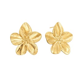 Sylph 14K Gold Flower Earring for Women Geometric Chunky Leaf Drop Dangle Earrings Statement Twisted Stud Earring Fashion Jewelry Gifts