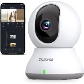 blurams Indoor Camera 2K, Cameras for Home Security 5GHz, 360° Pet Camera w/Motion Tracking, Phone App, 2-Way Audio, IR Night Vision, Siren, Works with Alexa & Google Assistant
