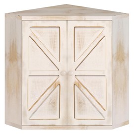 TQQDCI Corner Bread Box for Kitchen Countertop,Storage Container for Homemade Bread, Double Layer BreadBox, Large Capacity Bread Storage Bin, Vintage Farmhouse Breadbox Organizer,Antique White