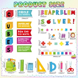 Pajean Math Bulletin Board Mathematics Cubes Classroom Decoration Be a Problem Solver Colorful Cutout for Back to School First Day Window Door Wall Elementary Preschool Teacher Supplies