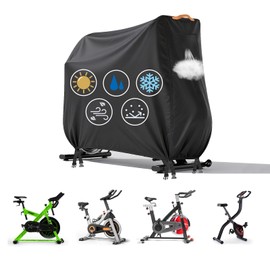 AAOWEEY Stationary Bike Cover Waterproof Outdoor，Upright Exercise Bike Cover with Air Vent,Waterproof Strip,4 Windproof Buckles,All Weather Large Cover for Most Stationary Bike