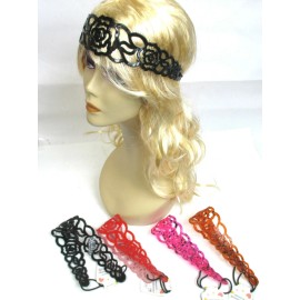 ACE LOT OF 12,24 Hair Band --2 INCH WIDE FLORAL or SQUARE  DESIGN RUBBER HEAD BAND - 24 PC PACK, PH206 (floral design)