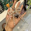 MMIUAEG Y2K Pearl Bowknot Keychain Heart Charm Bowknot Keyring Keychain