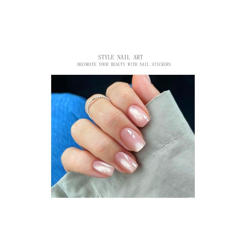 JMEOWIO Cat Eye Semi Cured Gel Strips Wraps Nail Art
