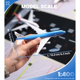 QIYUMOKE 1/400 KLM 747 Complete Airplane Model (6" L) for Boeing 747 Airplane Model Kit with Assembled Aircraft Landing Gear and Display Stand for Adults