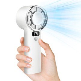 Portable Handheld Fan 5 Speeds, 3000mAh USB Rechargeable Mini Fan, LED Digital Display, Lightweight fan for Indoor Outdoor Travel/Camping/Office