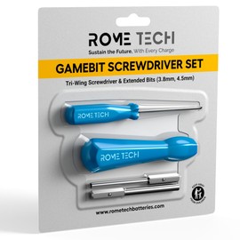 Rome Tech Gamebit Screwdriver Set for GameCube, Gameboy, SNES, NES, N64, Sega Game Cartridge, Tri Wing Screw Driver & 3.8mm 4.5mm - Screwdriver Bit Set Console Repair Tool