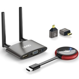 Wireless HDMI, 5GHz/HD Wireless HDMI Sender und Empfänger, MpioLife Wireless HDMI/VGA Dual Screen,164FT/50M Video/Audio Screen Casting für Laptop/PC/Kamera zu HDTV/Projektor/Monitor,für TikTok/YouTube