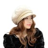 Guooryvner Women's Knit Hat with Brim Fur Newsboy Winter Hat,