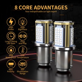 MIFMIA 1157 LED Bulb Red for Brake Lights, 500% Brighter 2057 2357 7528 BAY15D High Power 45-SMD Chipsets LED Stop Tail Lights (Upgraded, Pack of 2)