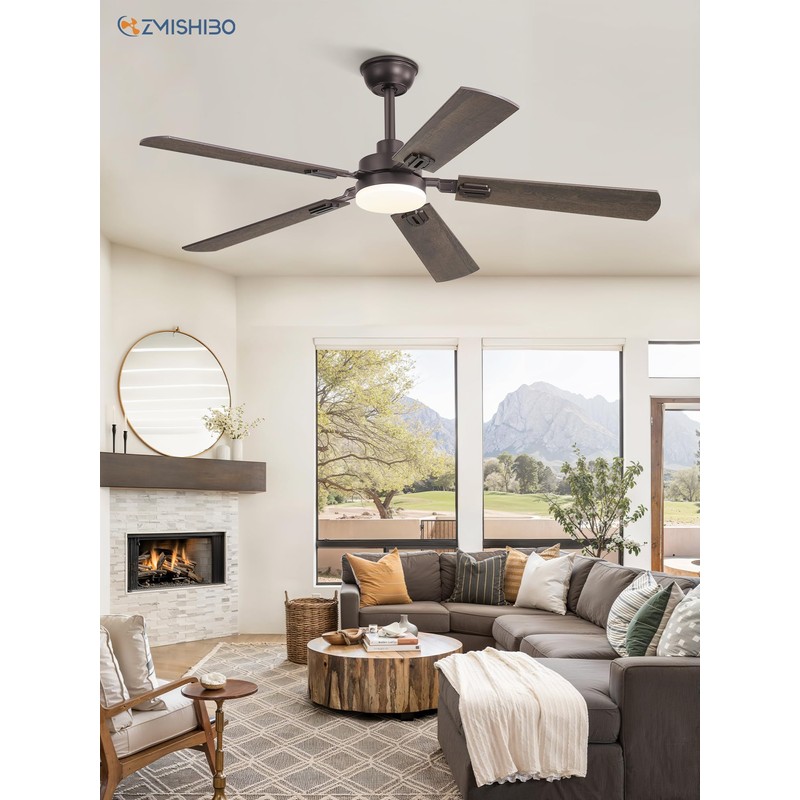 ZMISHIBO 52" Ceiling Fans with Lights, Oil Bronze Farmhouse Ceiling