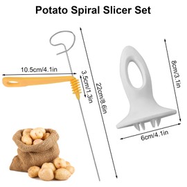 Kioiner Potato Spiral Cutter Set, Stainless Steel Tornado Potato Spiral Slicer Manual Slicer, Potato Twister with 4 Sticks for Potato Cucumber Carrot Fruit for Potato Tower Party BBQ Camping