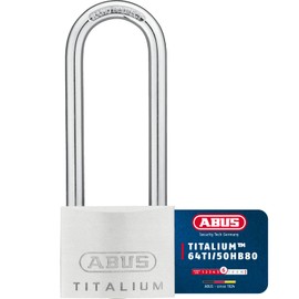 ABUS ABUS Vorh?ngeschloss Titalium 64TI/50HB80 mit hohem Bgel - Kellerschloss mit Schlossk?rper aus Spezial-Aluminium - geh?rteter Stahlbgel - ABUS-Sicherheitslevel 6