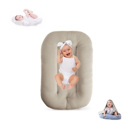 Baby Lounger for Infants Babies 0-15 Months, Bionic Organic Lounger for Baby, Soft Cotton Breathable Infant Floor Seats & Loungers for Newborn Baby Shower Gifts (Gray Baby Lounger)