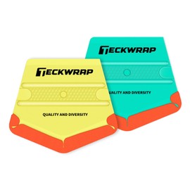 TECKWRAP Felt Squeegee for Vinyl Wrap,Dual-Corner Design, Twin Ribs for Grip, 2 Hardness Levels (Soft/Medium), V-Shape for PPF, Chrome & Tint, Yellow 40A / Blue 50A