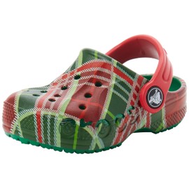 Crocs Unisex Children's Baya Holiday Plaid Clog T, Green (Kelly green), 22/23 EU