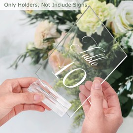 Mutualsign Acrylic Sign Holder 20 PCS Place Card Holder, Table Numbers Acrylic Stands With Card Slot, Place Sign Holders For Name/Menu/Numbers.(Clear)