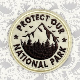 Protect Our National Park Parche de 3 pulgadas divertido naturaleza, bosque, camping, senderismo, humor, planchar/coser bordado, parches de tela para camionero, sombreros, ropa, mochila, accesorios de