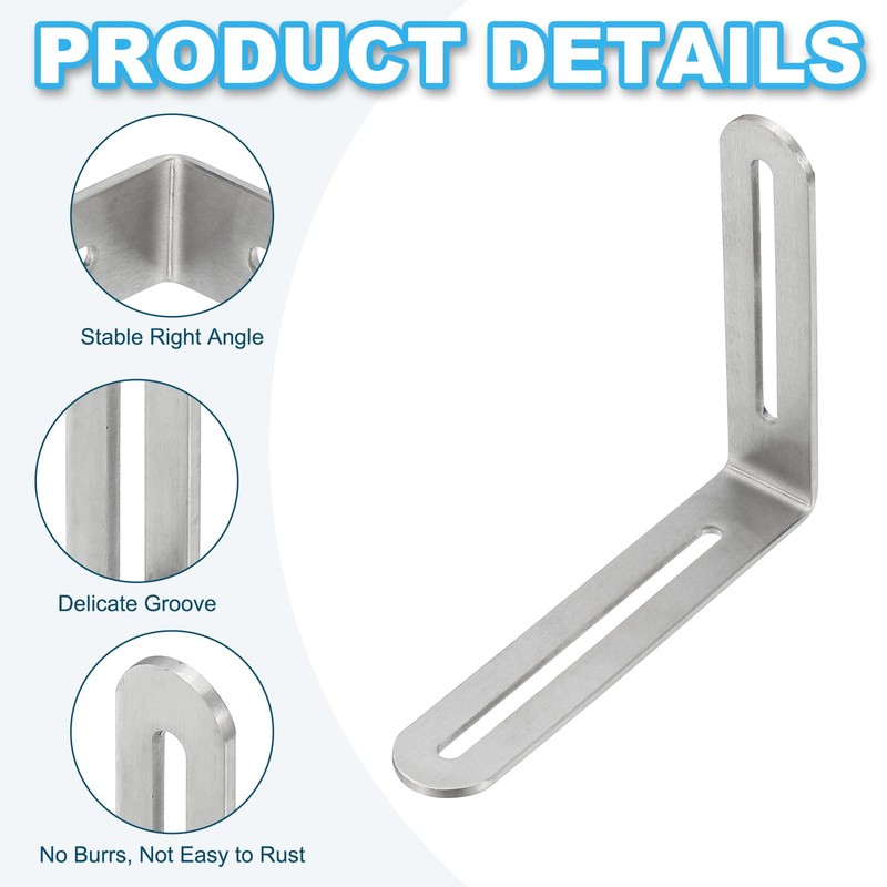 PATIKIL 4 18/25" Adjustable L-Shaped Corner Brace with Slots 2