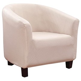 SearchI Club Chair Slipcover Stretch Barrel Chair Covers Jacquard Tub Chair Slipcovers Soft Spandex Armchair Sofa Cover Removable Couch Furniture Protector Arm Chair Cover for Living Room