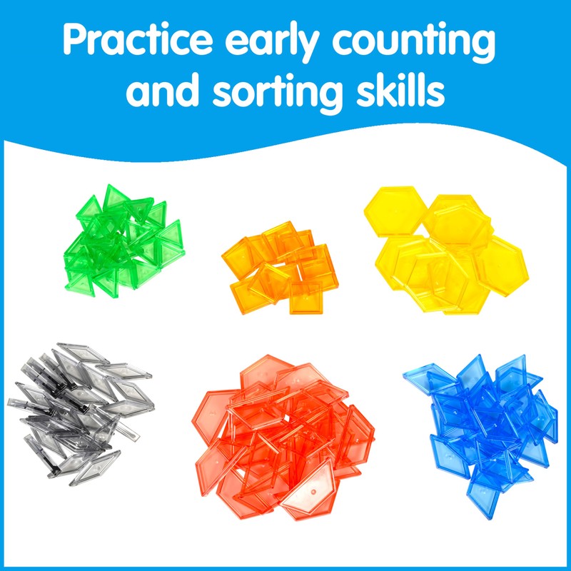 edxeducation Transparent Pattern Blocks | Mini Jar | Plastic Pattern