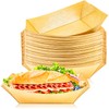 MotBach 30 Pack 2Lb Paper Food Boat Trays Disposable Paper Boats, Kraft Food Boats, Paper Food Serving Tray Boat Plate for Snack Popcorn Dessset Hotdog Sandwich Burger Taco Fries Nacho
