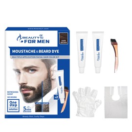 Beauty7 Moustache & Beard Dye, Beard Colouration, Dark Brown Beard Colour, Beard Colour, Beard Dye for Concealing Grey Hair, Permanent Hair Dye, Colour Effect in 5 Minutes