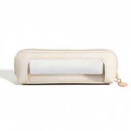 BLOOPIC Cosmetic Pouch, Small Makeup Pouch, PU Leather, Transparent Waterproof Cosmetic Storage Bag, Small Items, Convenient to Carry, Lightweight, Transparent Shell Design, Zipper Included, white