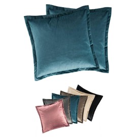Moon Pack of 2 Cushion Covers, Decorative Cushion Covers, Approx. 40 x 40 cm, in Elegant Velvet Look, Flora (Petrol)