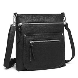 Guscio Basic (GUSCIO) Women's Shoulder Bag, Soft Material, Leather Touch, Simple, Adult, Multiple Storage Pockets, Detachable, Lightweight, Italy 120132, Black, Free size