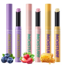 Jolilab Tinted LipBalm Color Change Silky Texture Fruit Flavoured for Lip Long Lasting Taste Waterproof Moisturizing Hydrating Lip Make-up for for Women and Girls（blueberry+strawberry+honey）