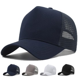 MUNULA - Gorro de camionero de malla XXL de gran tamaño para hombres, gorra de béisbol de corona alta, transpirable, ajustable, de 23.6 a 25.6 pulgadas, Azul, 2G-3G