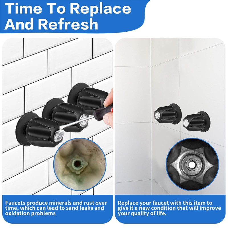 Ddeetodu 3 Pcs Shower Knob Replacement, Shower Knobs 3 Piece