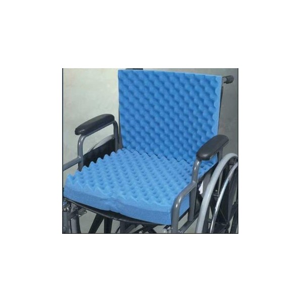 Complete Medical 1960A 18 in. x 32 in. x 3 in. Eggcrate Wheelchair Cushion with Back
