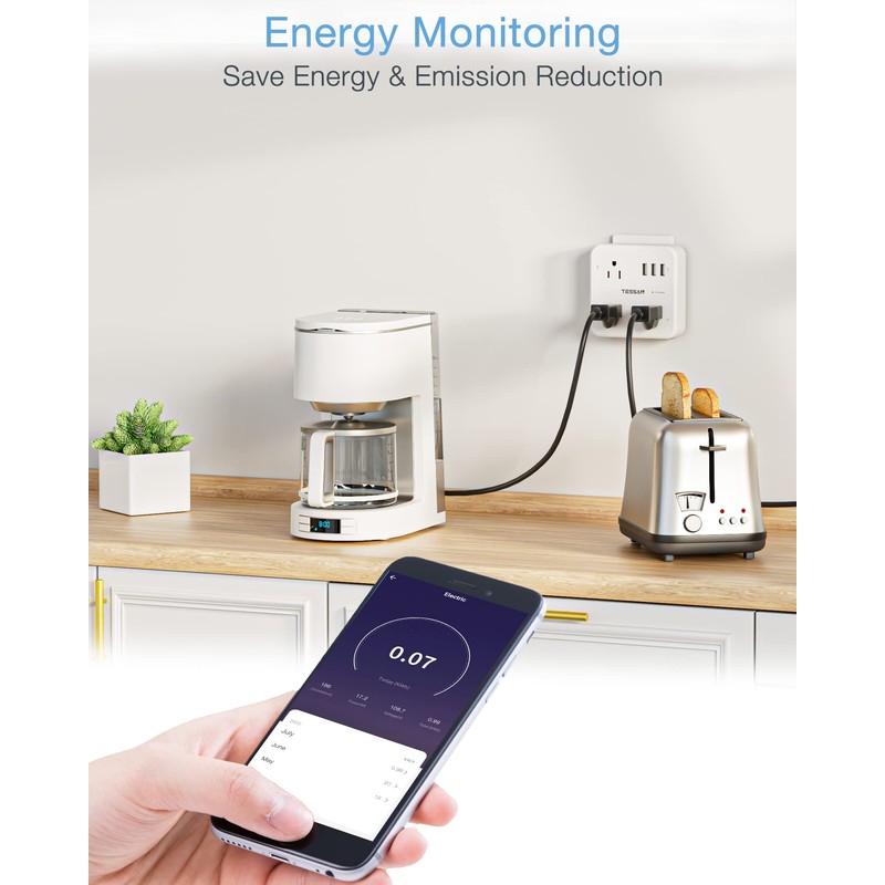 Smart Plug Outlet Extender Compatible with Alexa Google Home, TESSAN