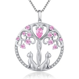 Miaofu Cat Necklace, St Christopher Necklace 925 Sterling Silver, 18K White Gold Plated Sterling Silver Cat Pendant for Women, Fashion St Christopher Jewellery, Great Gifts for Men Women, Copper,