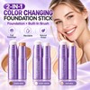 2-in-1 Color-Changing Foundation Stick with Built-In Brush, Natural Shade