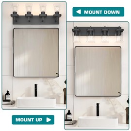 Danshinro Bathroom Vanity Light, Square Design 4 Lights Morden Bathroom Lighting Fixtures Over Mirror, Black Bathroom Light Vanity Fixtures for Bathroom/Living Room/Bedroom