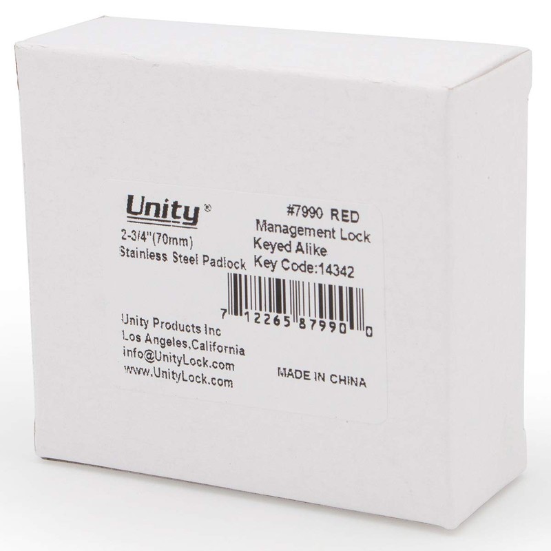 Unity Red Keyed Padlock 2 3/4'' (70mm), Stainless Steel Disc