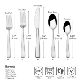 Mikasa Barrett 18.10 20 Piece Stainless Steel Cutlery Set, Service For 4
