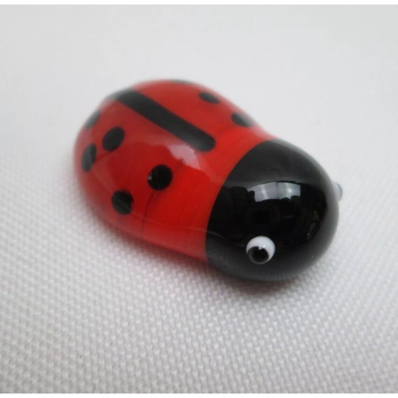 Unbranded Miniature Mini Glass Black & Red Lady Bug Glass
