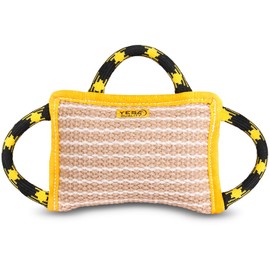 Durable Dog Bite Pillow 10 x 7 Inches - Safe Biting Pad with 3 Comfortable & Strong Handles - Tough Jute Tug Toy for Medium to Large Dogs - Ideal for Tug of War, K9, IPO, Schutzhund & Puppy Training