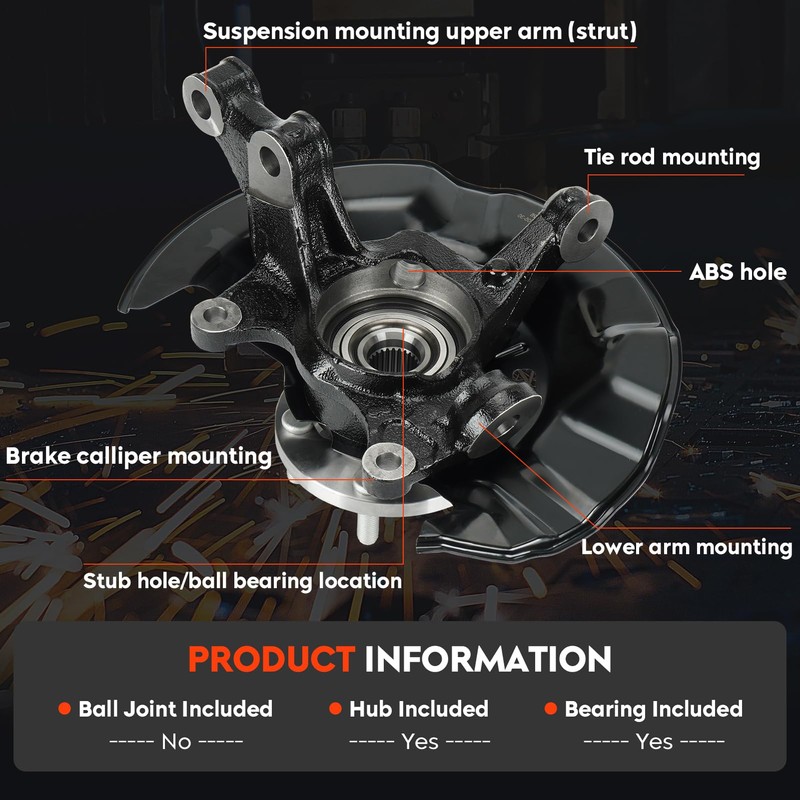 Front Right Steering Knuckle & Wheel Bearing Hub Assembly for