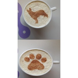 Alsatian/German Shepherd & dog paw coffee/cappuccino stencils reusable many times present gift fundraising