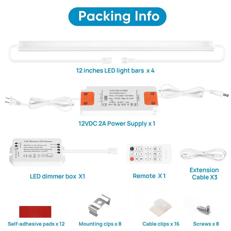 Litever Kitchen Under Cabinet Lights Plug in. Slim. Super Bright.