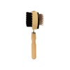Double-Sided Dog 7 Inch Grooming Brush with Wood Handle, 2-In-1