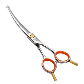 Fenice Peak 6'' Small Curved Scissors Lightweight Dog and Cat Grooming Scissors with Safety Round Tip JP440C Stainless Steel Sharp Blades for Body Facial Nose Ear and Paw Hair Easy Use